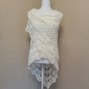 Boho Shawl Handmade Crochet Triangle Shawl Wedding Wrap Ivory White